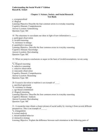 Understanding the Social World: Research Methods for the 21st Century 1st Edition Test Bank - Page 6 preview image