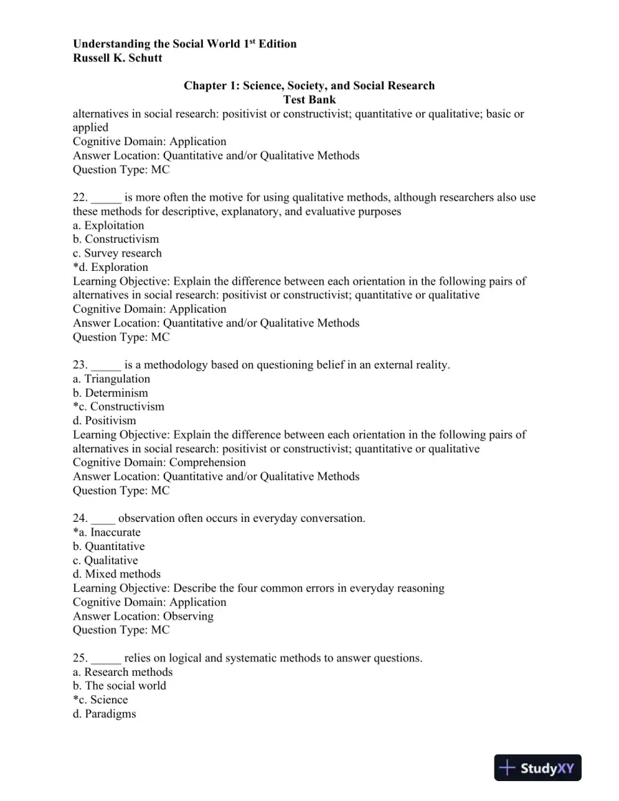 Understanding the Social World: Research Methods for the 21st Century 1st Edition Test Bank, page 7