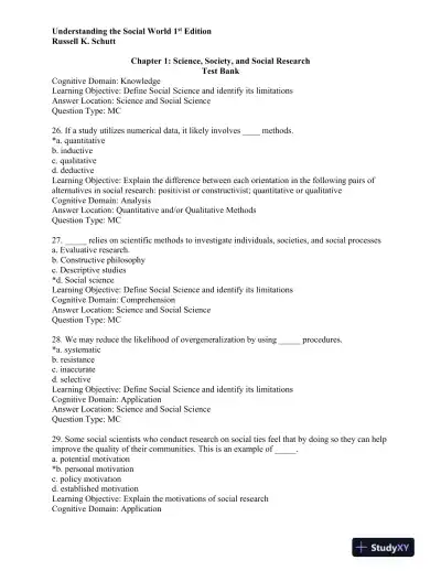 Understanding the Social World: Research Methods for the 21st Century 1st Edition Test Bank - Page 8 preview image