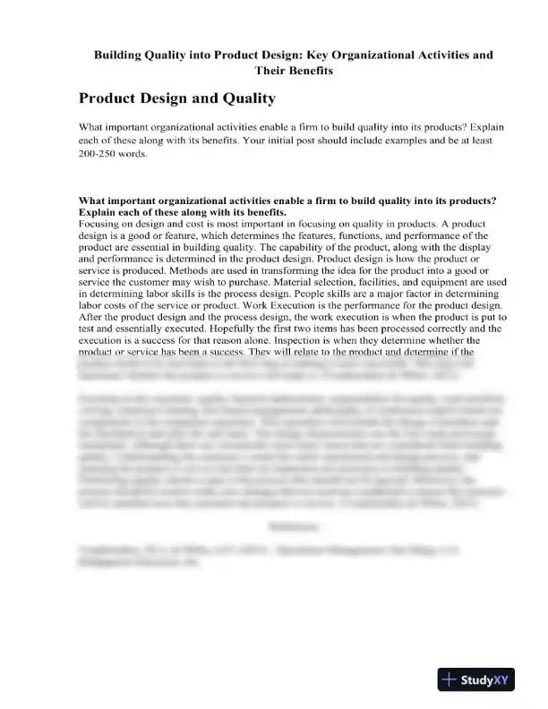 Building Quality into Product Design: Key Organizational Activities and Their Benefits - Page 1 preview image