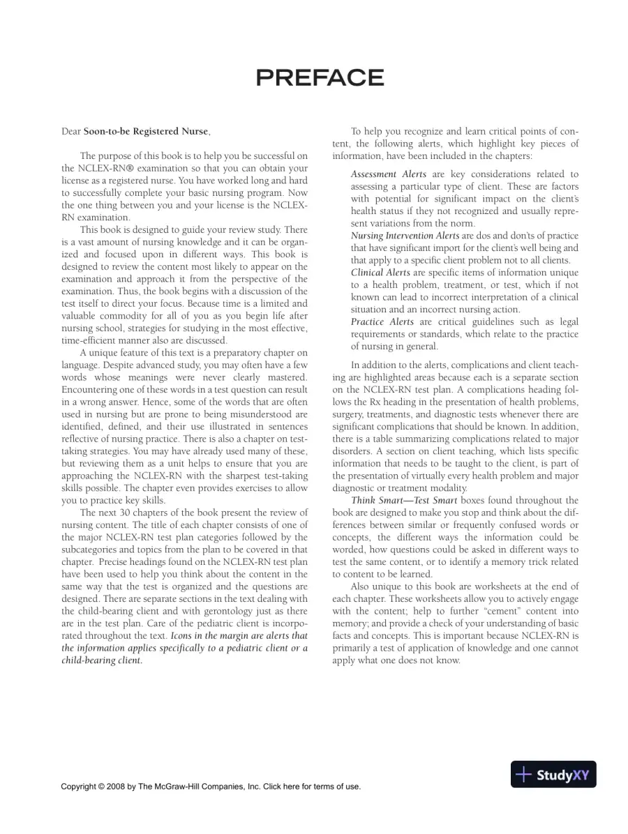 McGraw-Hill Review for the NCLEX-RN Examination (2008), page 16