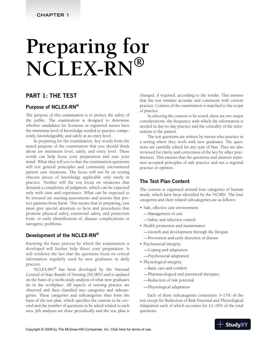 McGraw-Hill Review for the NCLEX-RN Examination (2008), page 20