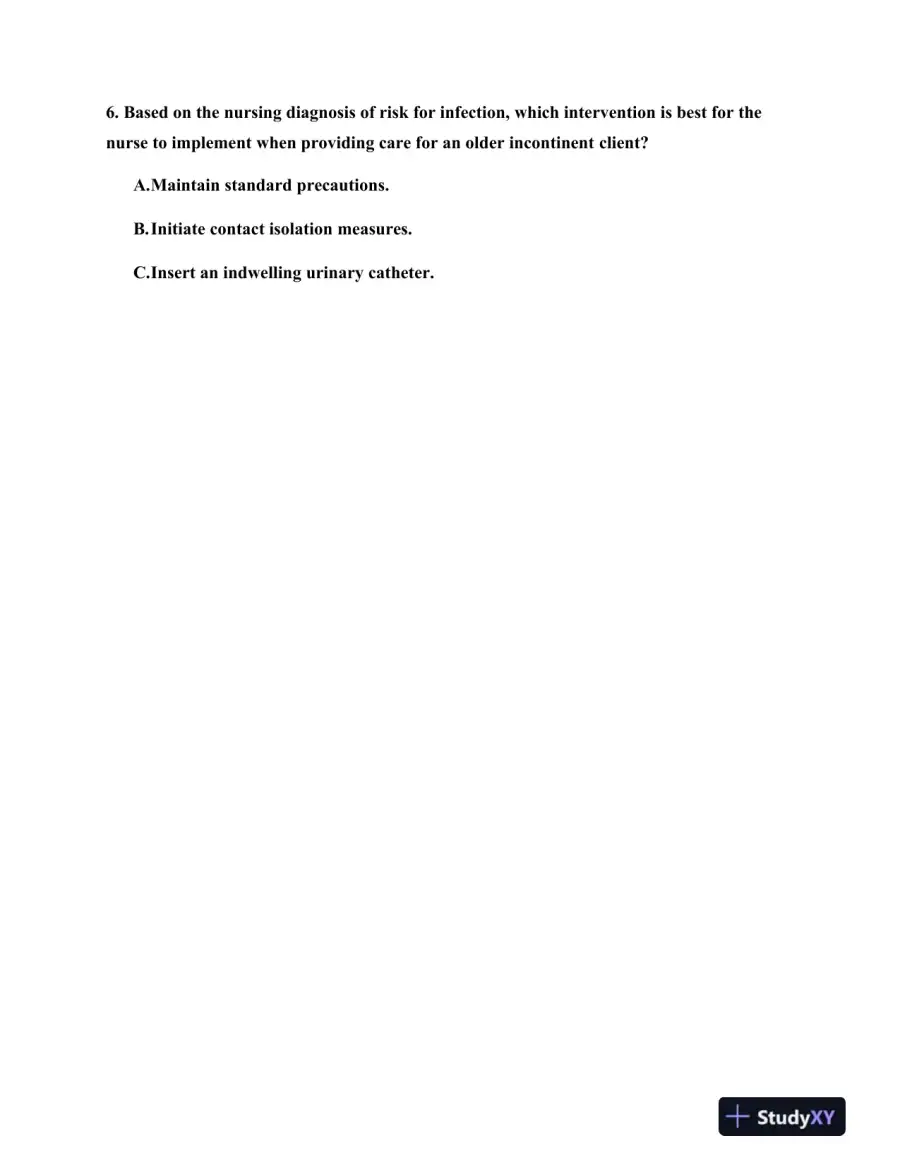 HESI Stephen F. Austin State University RN Fundamentals Practice Exam With Answers (75 Solved Questions), page 5
