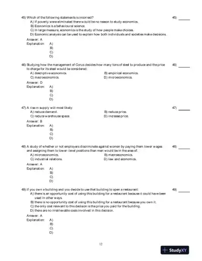 Economics , 8th Edition Test Bank - Page 13 preview image