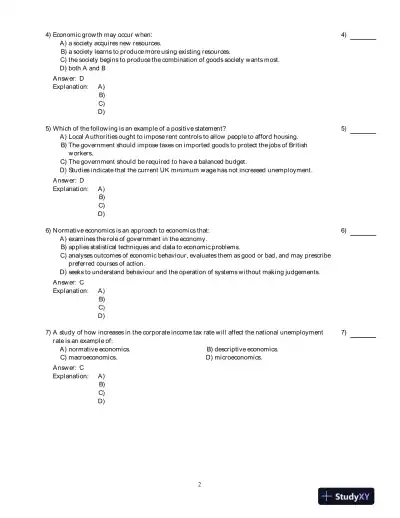 Economics , 8th Edition Test Bank - Page 3 preview image