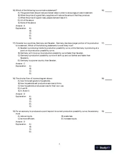 Economics , 8th Edition Test Bank - Page 6 preview image