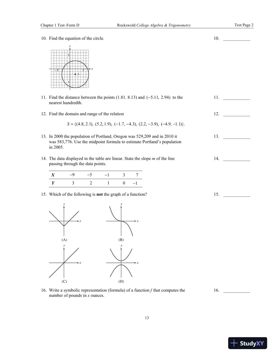 Solution Manual for Algebra and Trigonometry with Modeling and Visualization, 6th Edition, page 16