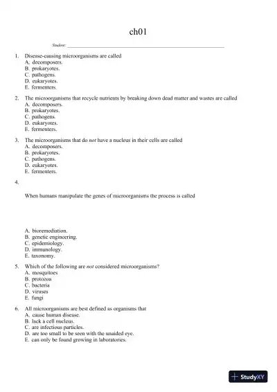 Test Bank for Foundations In Microbiology, 9th Edition - Page 1 preview image
