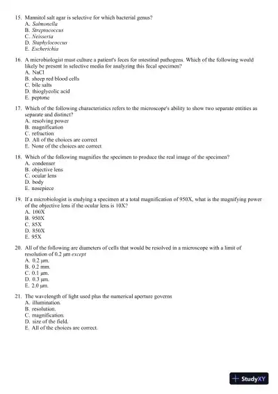 Test Bank for Foundations In Microbiology, 9th Edition - Page 29 preview image