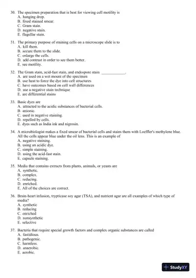 Test Bank for Foundations In Microbiology, 9th Edition - Page 31 preview image