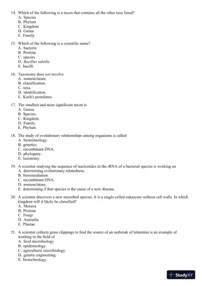 Test Bank for Foundations In Microbiology, 9th Edition - Page 4 preview image