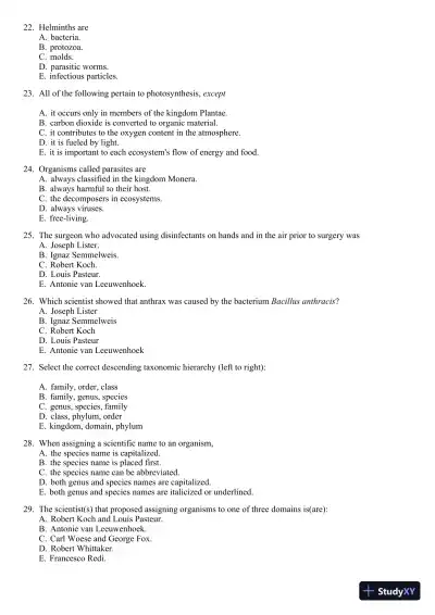 Test Bank for Foundations In Microbiology, 9th Edition - Page 5 preview image