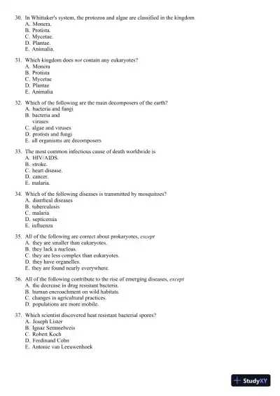 Test Bank for Foundations In Microbiology, 9th Edition - Page 6 preview image