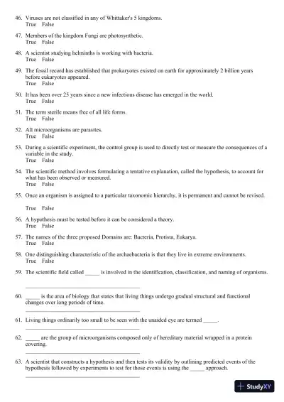 Test Bank for Foundations In Microbiology, 9th Edition - Page 8 preview image