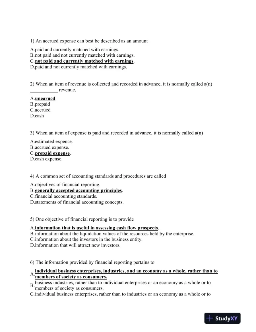 ACC 253- FINAL EXAM Financial Accounting Principles: Income Statement and Revenue Recognition, page 8