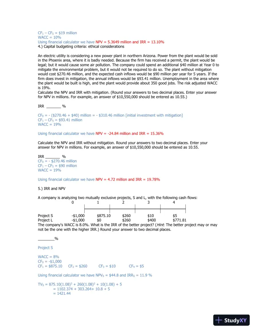 Capital Budgeting And Project Evaluation: NPV, IRR, MIRR, And Ethical Considerations, page 3