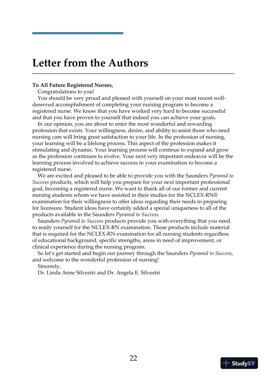 Saunders Comprehensive Review for the NCLEX-RN® Examination, 8th Edition (2019), page 23