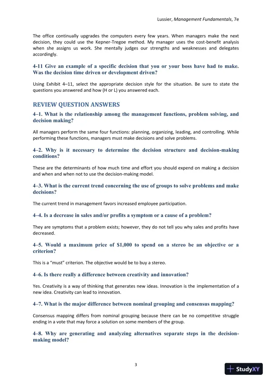 Management Fundamentals: Concepts, Applications, and Skill Development 7th Edition Solution Manual, page 30
