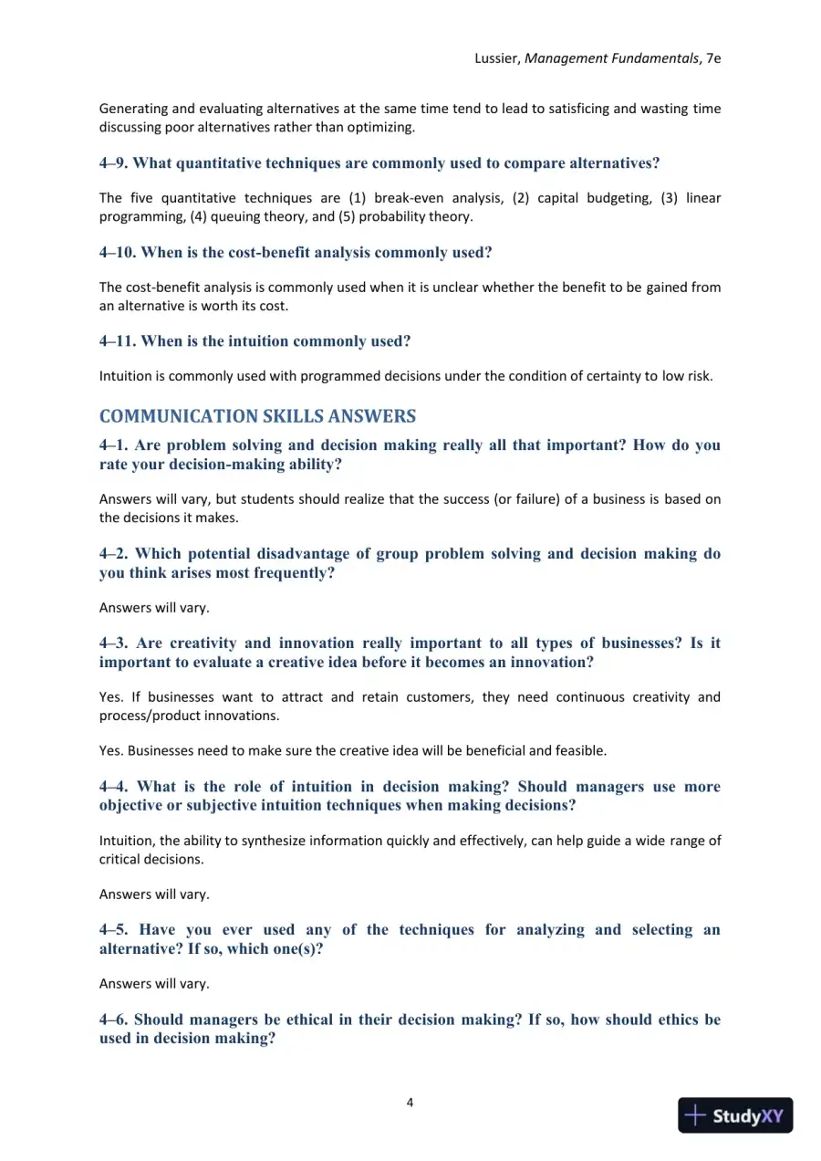 Management Fundamentals: Concepts, Applications, and Skill Development 7th Edition Solution Manual, page 31