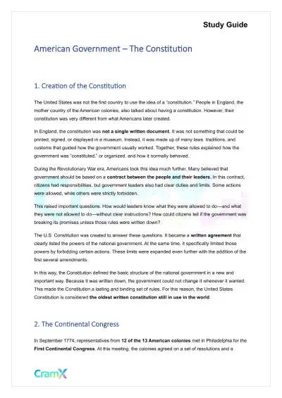 American Government - The Constitution - Page 1 preview image