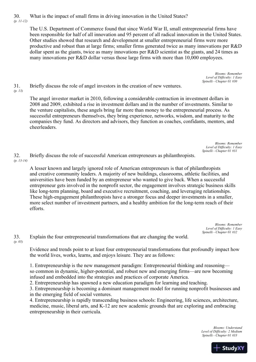 New Venture Creation: Entrepreneurship for the 21st Century 10th Edition Test Bank, page 10