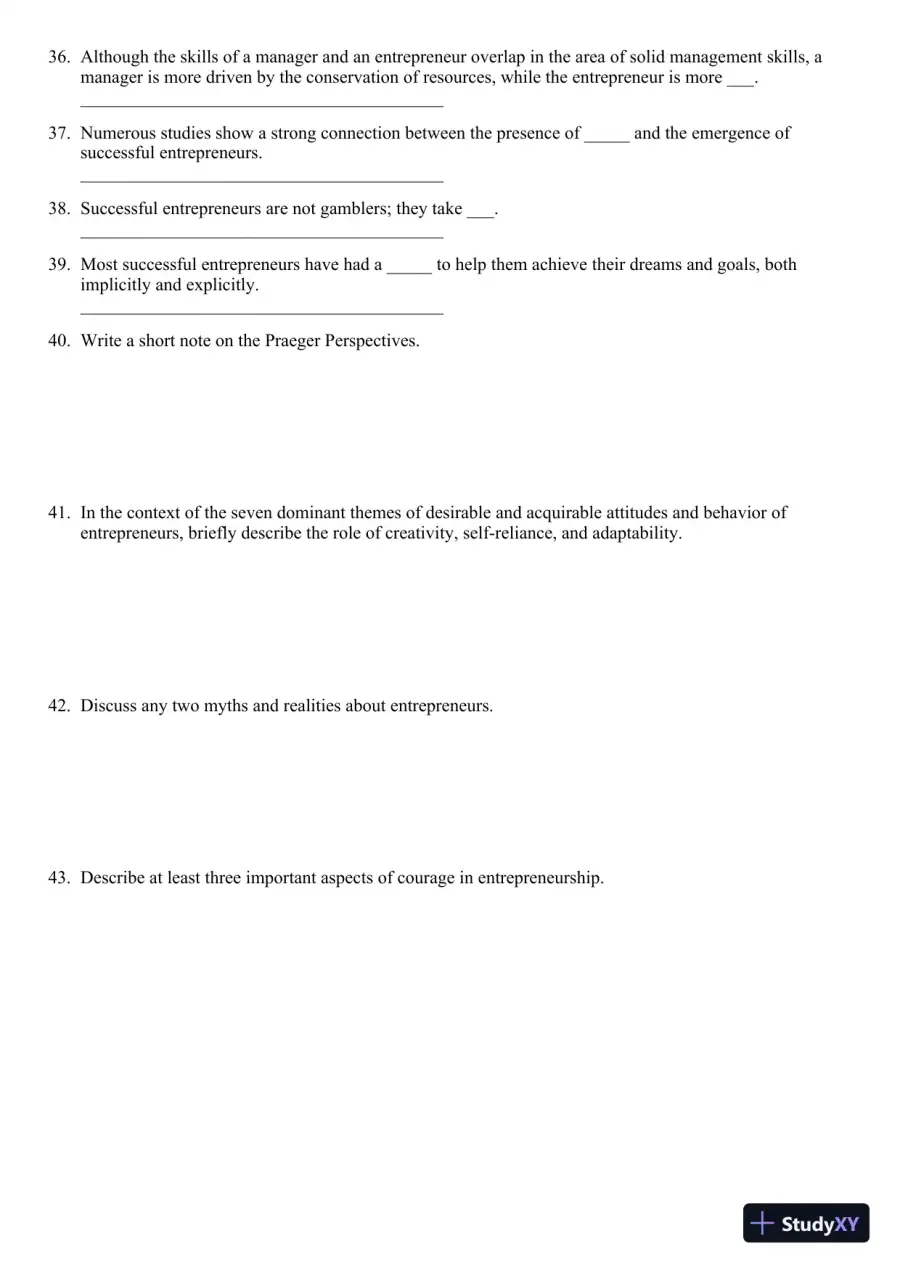 New Venture Creation: Entrepreneurship for the 21st Century 10th Edition Test Bank, page 16
