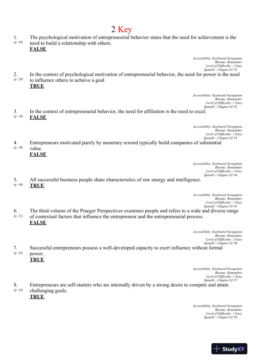 New Venture Creation: Entrepreneurship for the 21st Century 10th Edition Test Bank, page 17