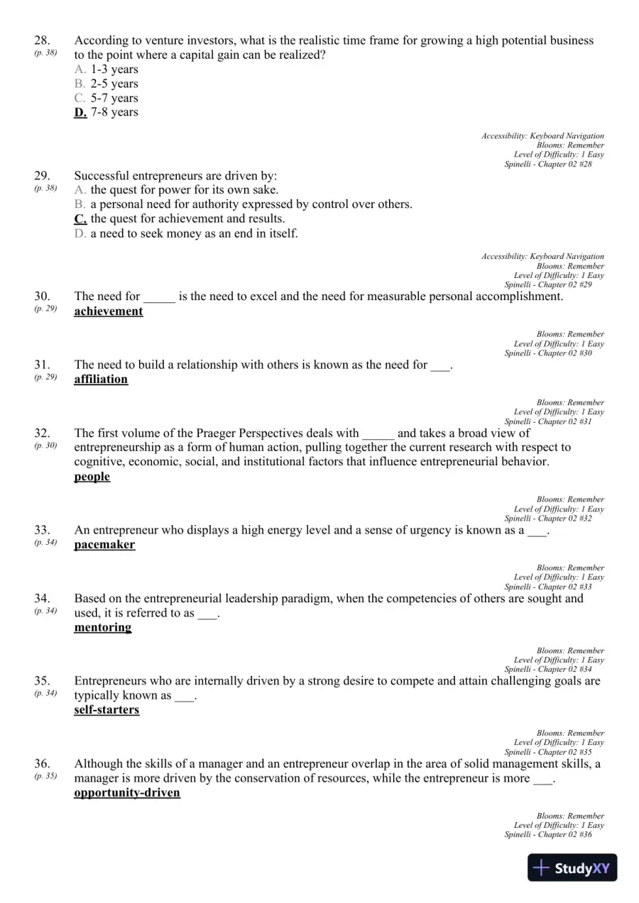 New Venture Creation: Entrepreneurship for the 21st Century 10th Edition Test Bank, page 21