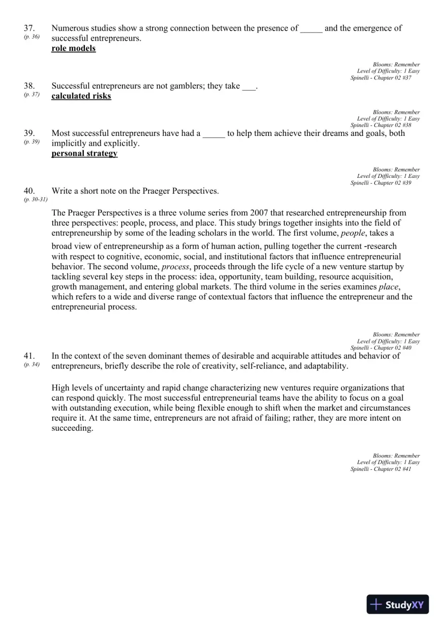 New Venture Creation: Entrepreneurship for the 21st Century 10th Edition Test Bank, page 22
