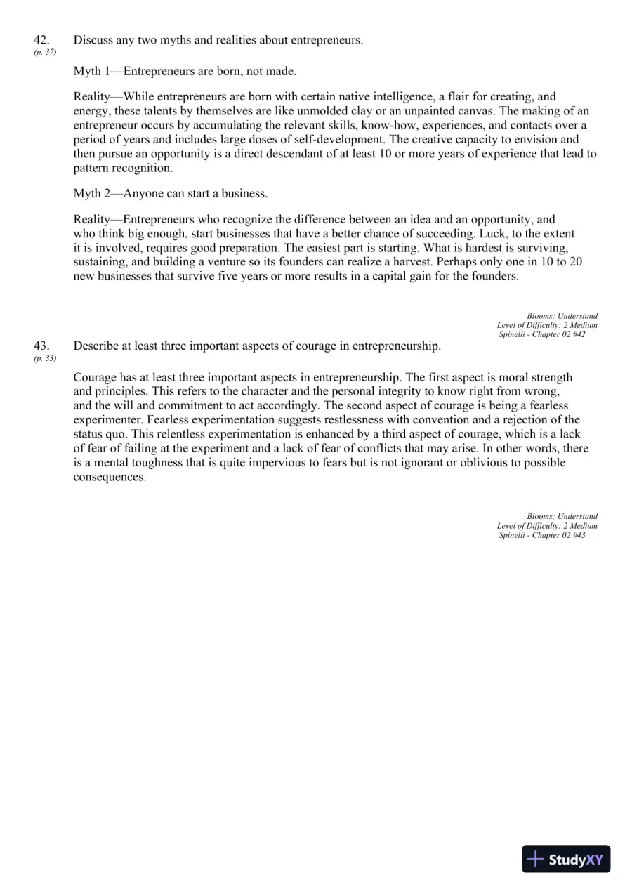 New Venture Creation: Entrepreneurship for the 21st Century 10th Edition Test Bank, page 23