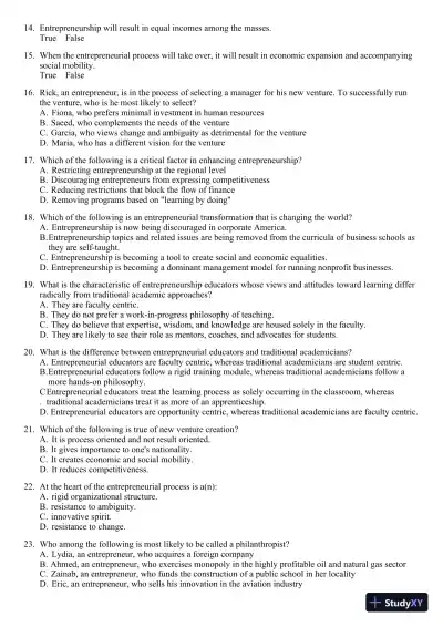 New Venture Creation: Entrepreneurship for the 21st Century 10th Edition Test Bank - Page 3 preview image