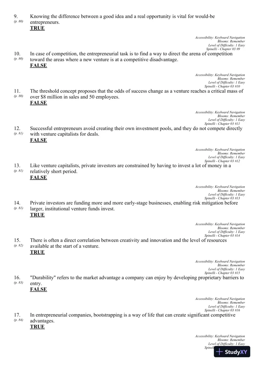 New Venture Creation: Entrepreneurship for the 21st Century 10th Edition Test Bank, page 30