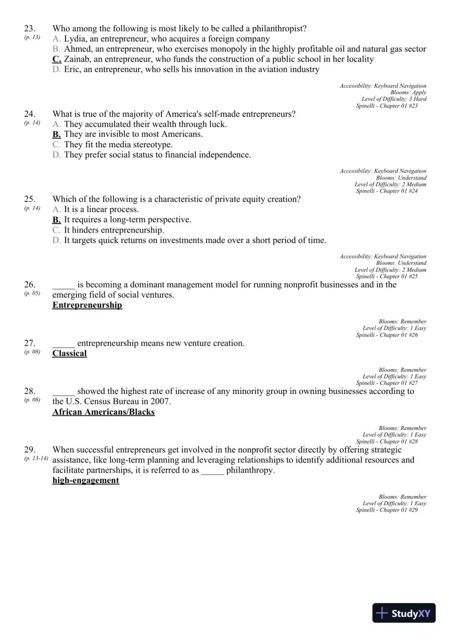New Venture Creation: Entrepreneurship for the 21st Century 10th Edition Test Bank, page 9