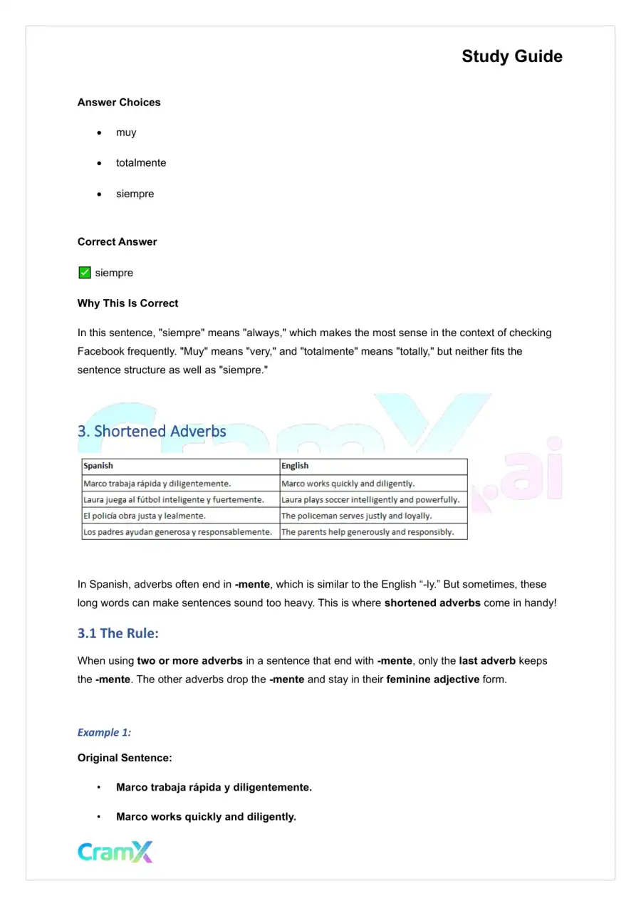 Spanish I - Adverbs and Comparisons, page 10