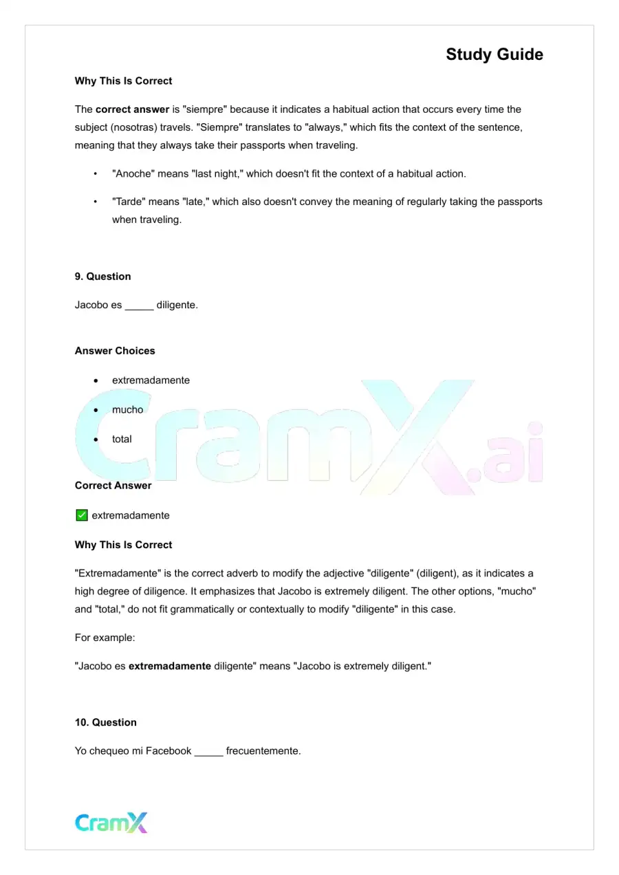 Spanish I - Adverbs and Comparisons, page 9