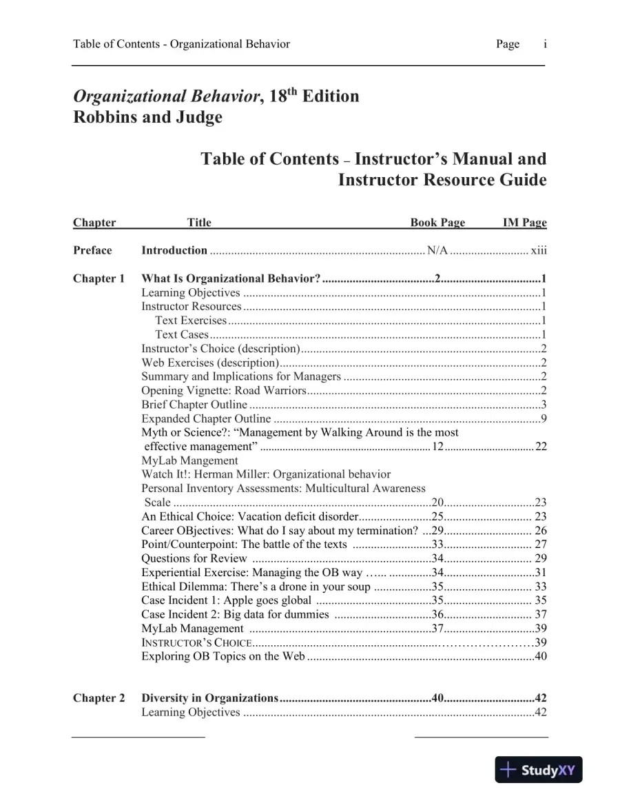Solution Manual for Organizational Behavior, 18th Edition, page 16
