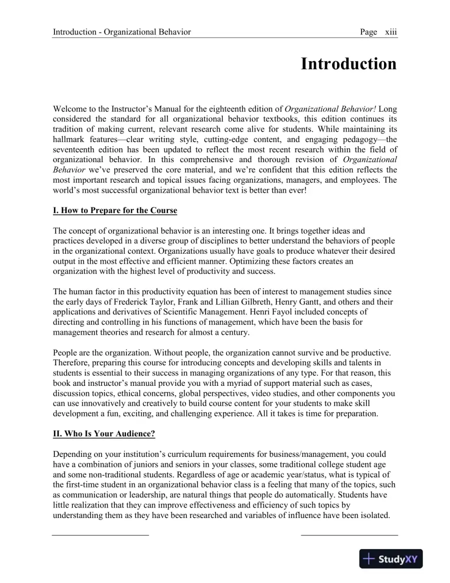 Solution Manual for Organizational Behavior, 18th Edition, page 3