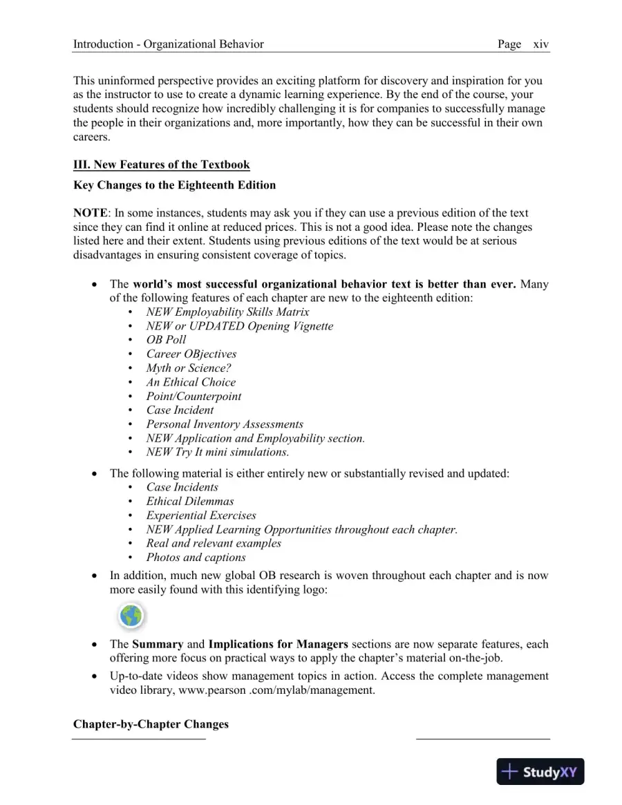 Solution Manual for Organizational Behavior, 18th Edition, page 4