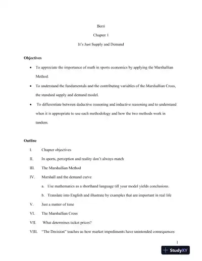 Class Notes For Sports Economics, 1st Edition - Page 1 preview image