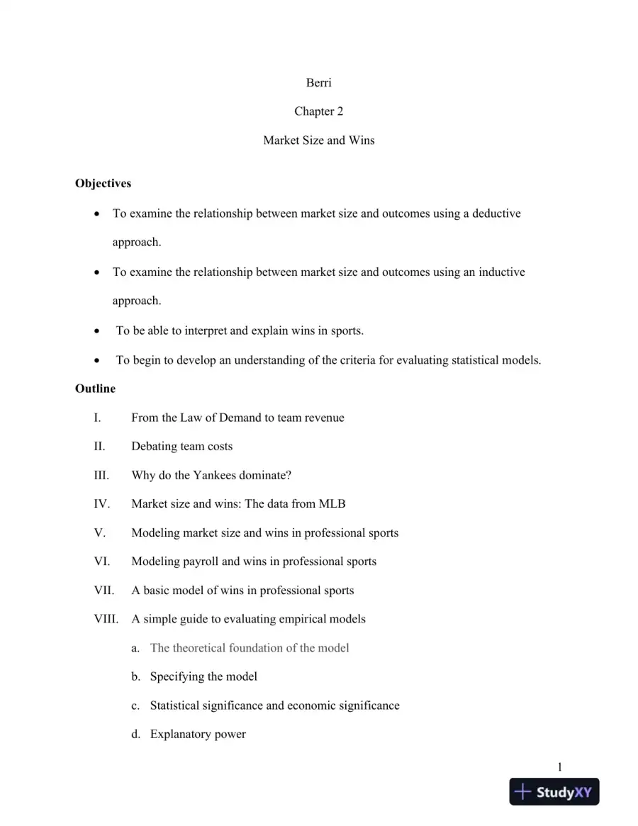 Class Notes For Sports Economics, 1st Edition, page 15