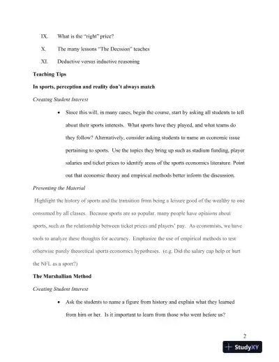 Class Notes For Sports Economics, 1st Edition - Page 3 preview image