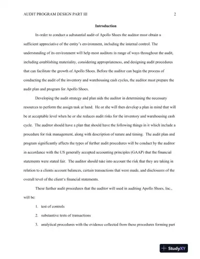 ACC/546 Audit Program Design Part III - Page 3 preview image