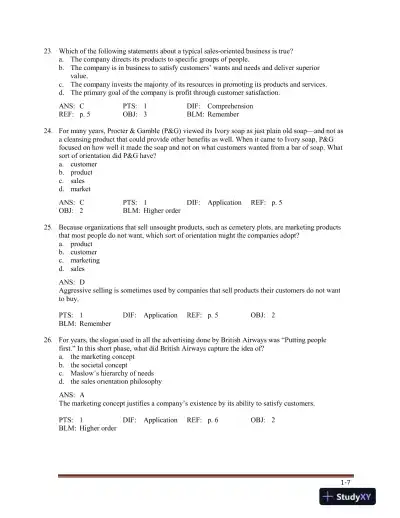 Marketing , 5th Edition Test Bank - Page 11 preview image