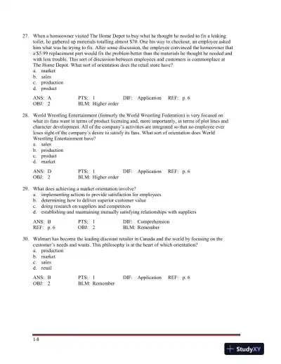 Marketing , 5th Edition Test Bank - Page 12 preview image