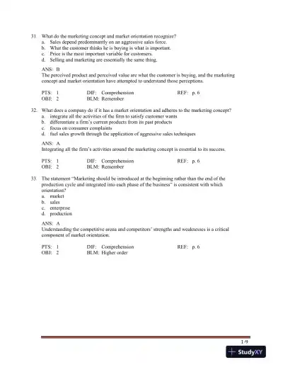 Marketing , 5th Edition Test Bank - Page 13 preview image