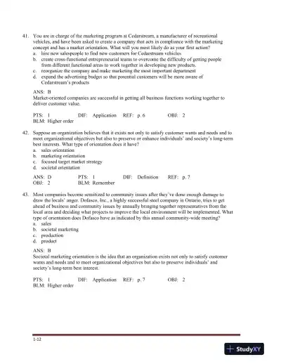 Marketing , 5th Edition Test Bank - Page 16 preview image
