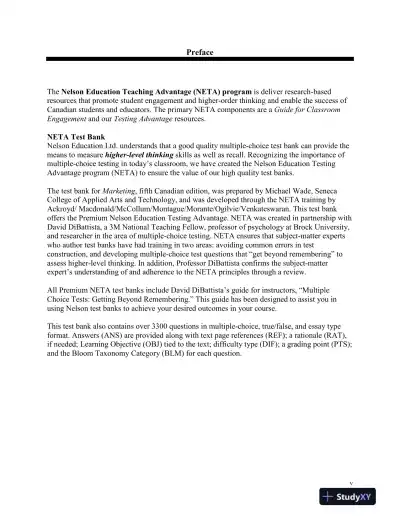 Marketing , 5th Edition Test Bank - Page 4 preview image