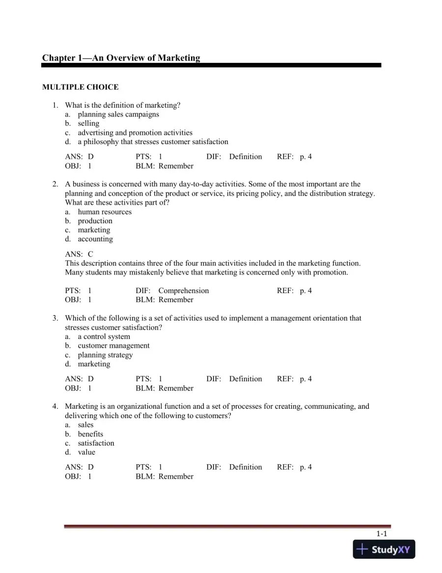Marketing , 5th Edition Test Bank, page 5
