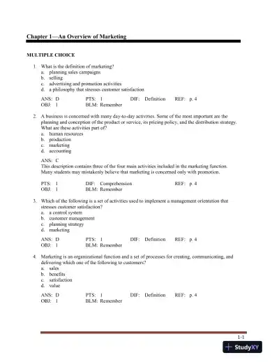Marketing , 5th Edition Test Bank - Page 5 preview image