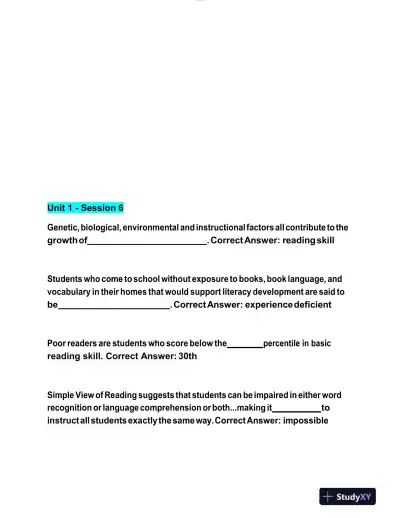 2023 NR601 LETRS Unit 1 Session 6 With Answers (68 Solved Questions) - Page 1 preview image
